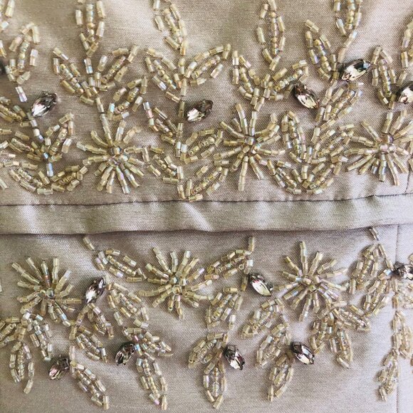 ELIZA J Empire Waist Pale Champagne Gold Color Sleeveless Dress Sz 4 NEW - Picture 3 of 6